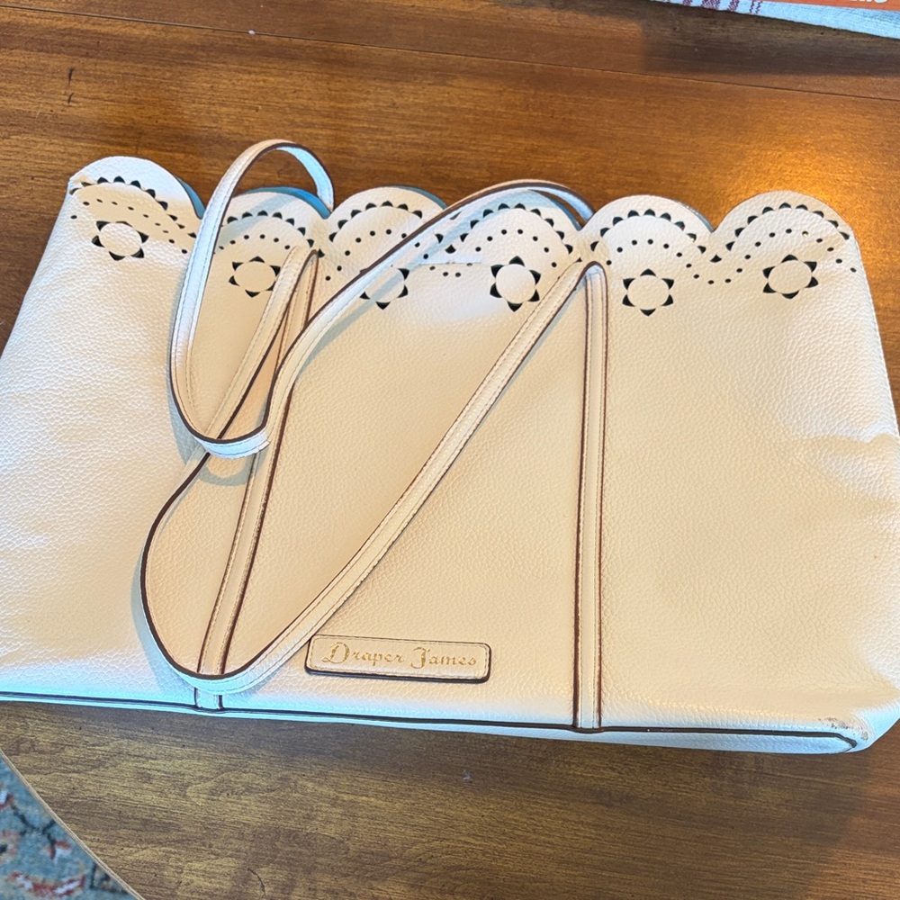 Draper James Cream Scalloped Tote
